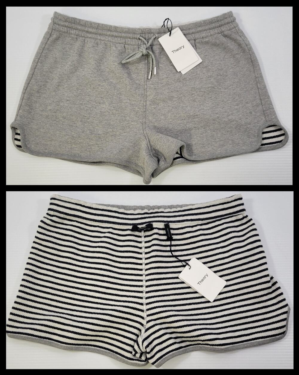 M1) Theory Woman Pull On Reversible Short Stripe Terry Gray Large